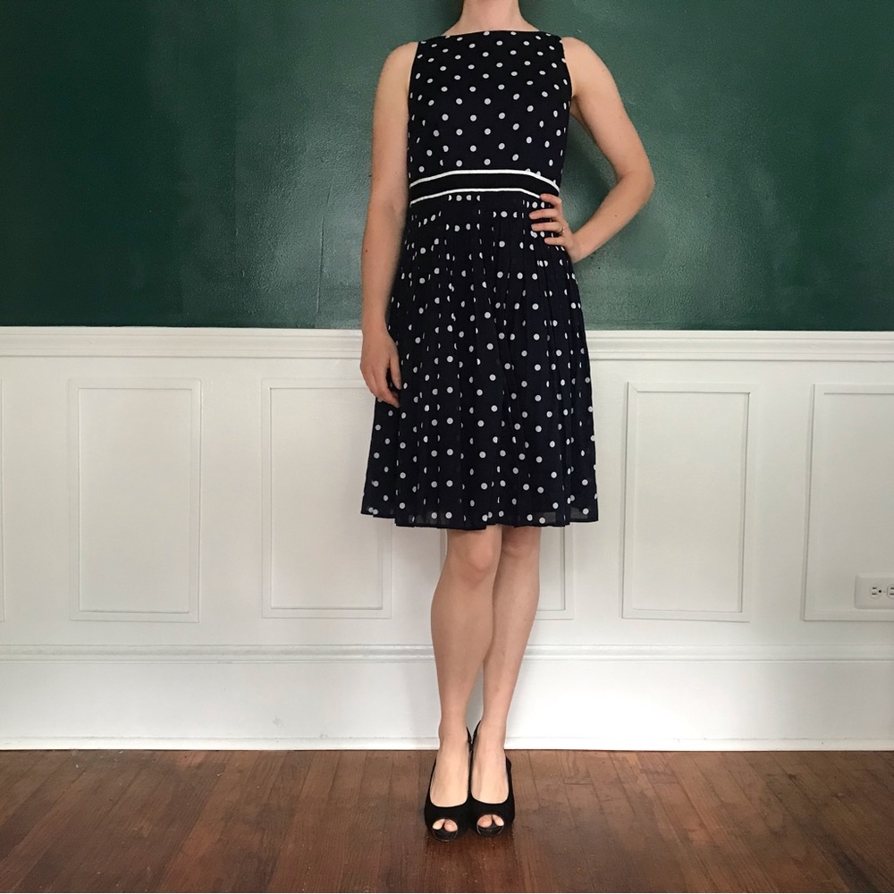 Talbots Navy Polka-Dot 2P Dress